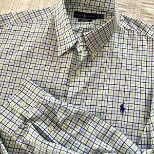 Ralph Lauren Blue Green White XL‎ Longsleeved Buttondown Shirt Professional Work